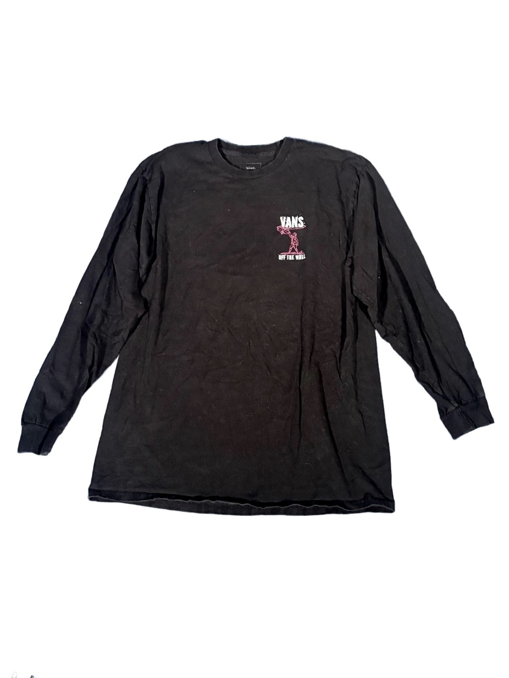 Vans Off The Wall Long Sleeve Shirt Mens Large Black Pink Abracadabra T-Shirt